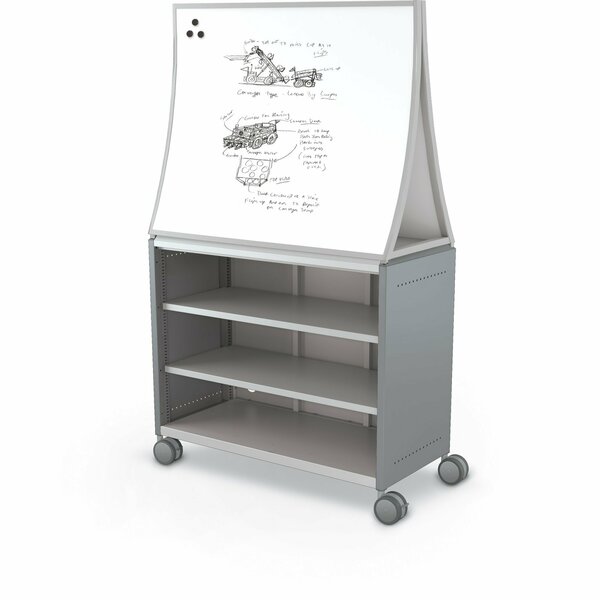 Mooreco Compass Cabinet Maxi H2 With Ogee Dry Erase Board Cool Grey 72.1in H x 42in W x 19.2in D B3A1B1D1B0